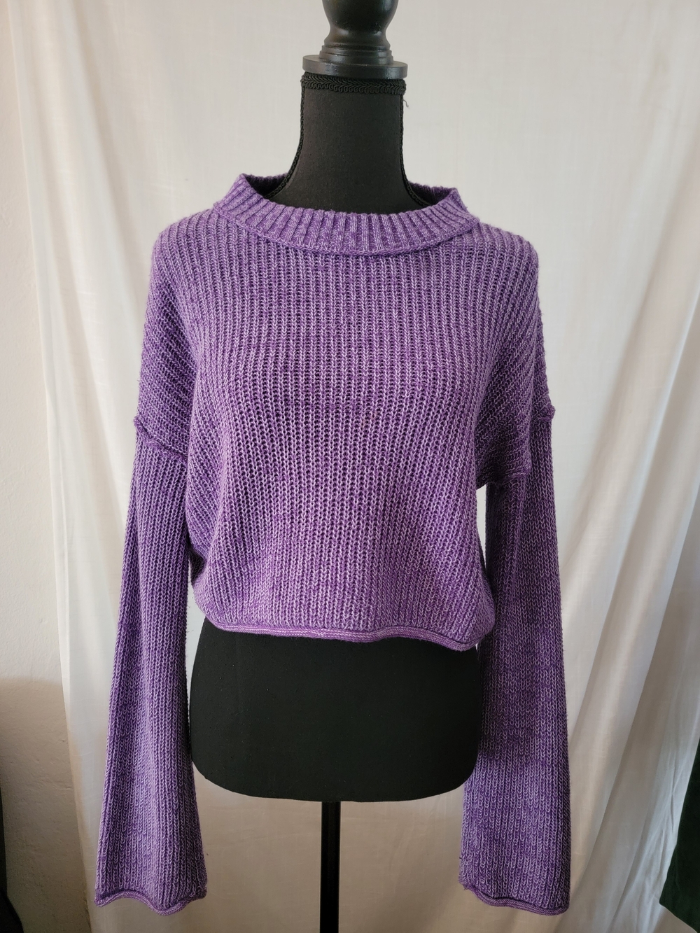 wild fable Purple Cropped Crewneck Knit Sweater